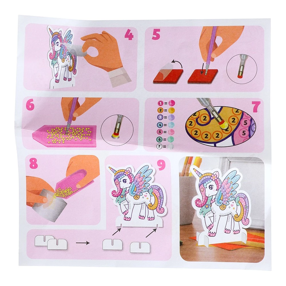 Diamond painting enh�rning - 5 motiv med strassp�rlor