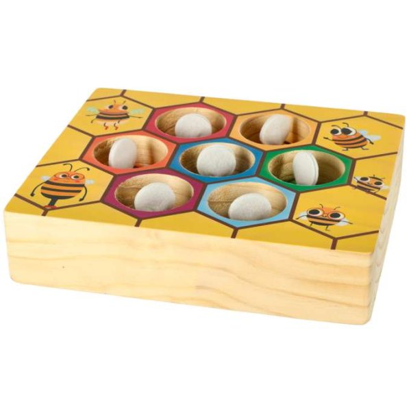Montessori spel Bikupa med bin i trä 16,5 x 13,5 cm - Inkl. pincett Montessori spel Bikupa med bin i trä 16,5 x 13,5 cm - Inkl. pincett