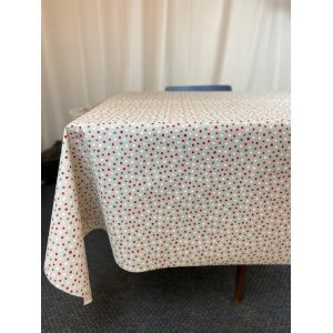 Textilvaxduk r�d svart prick 140 cm