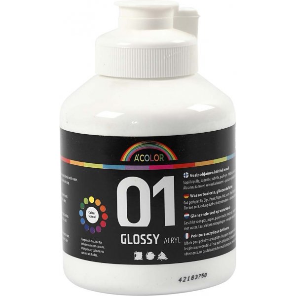 Skolfärg - Akryl - vit - blank - 500 ml Skolfärg - Akryl - vit - blank - 500 ml