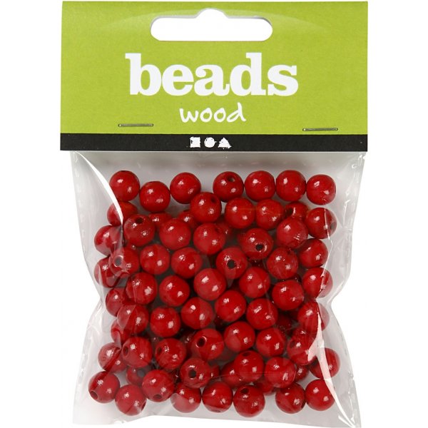 Träpärlor - Ø10 mm - röd - 20 g Träpärlor - Ø10 mm - röd - 20 g