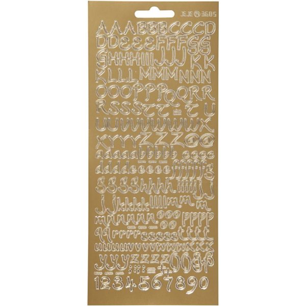 Klistermærker bogstaver 10x23 cm guld - 1 ark Klistermærker bogstaver 10x23 cm guld - 1 ark