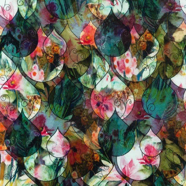Jersey med print - Digi Mix Diadem - Dråbe - Digitalt print strik, Strikstof, Stof