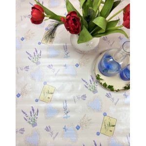 Vaxduk lavendel och hj�rtan 140 cm