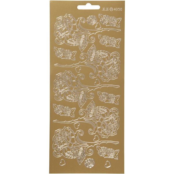 Klistermærker roser 10x23 cm Guld - 1 ark Klistermærker roser 10x23 cm Guld - 1 ark