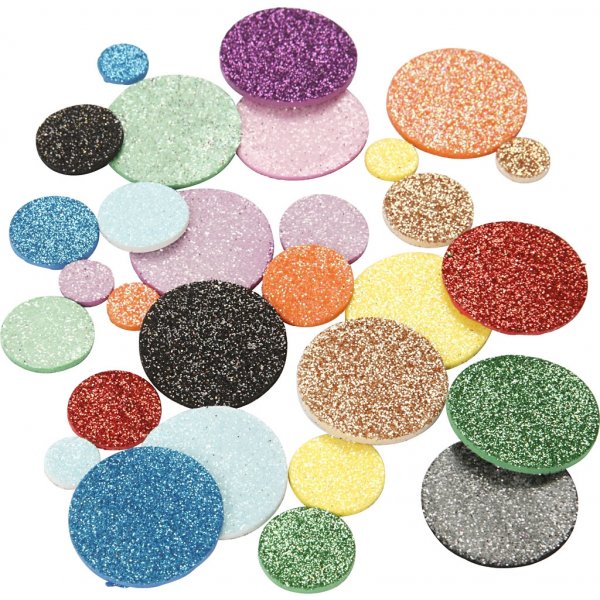 Dekorgummicirklar - mixade glitterfärger - 1000 st Dekorgummicirklar - mixade glitterfärger - 1000 st