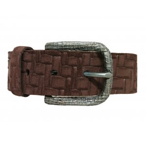 Damb�lte i crocco-m�nstrad oxl�der - Brun - 105 cm