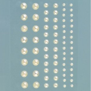 Halvperler akryl selvklebende 3 5 7 mm - kremperle 72-pakning rund