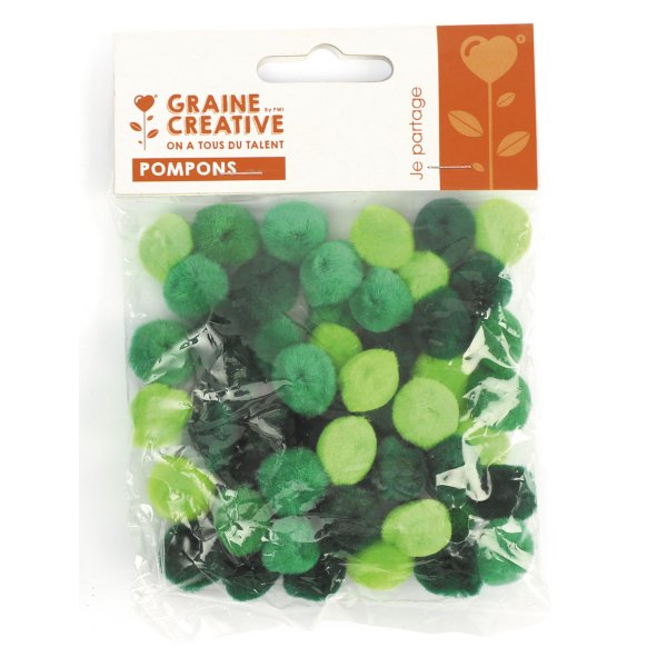 Pomponer 15 mm i gröna nyanser, 45-pack Pomponer 15 mm i gröna nyanser, 45-pack