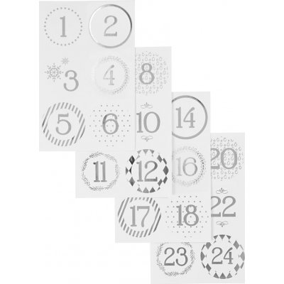 Kalendernumre - slv - hvid - 4 ark