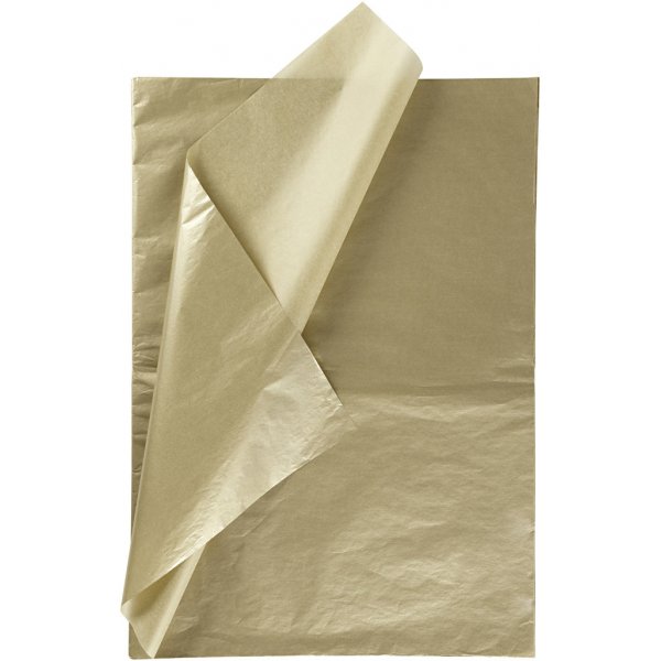 Silkespapper - guld - 50 x 70 cm - 14 g -25 ark Silkespapper - guld - 50 x 70 cm - 14 g -25 ark