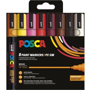 Poscaset PC-5M varme farver - 8 penne