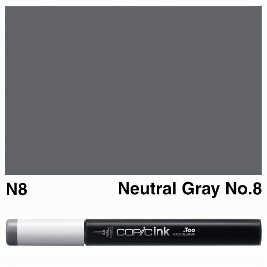 Copic Various Ink - N8 - Neutral Gray No. 8 - Copic Refill blæk, Copic-penne, Markers, Penne, Penne, kridt & tusch
