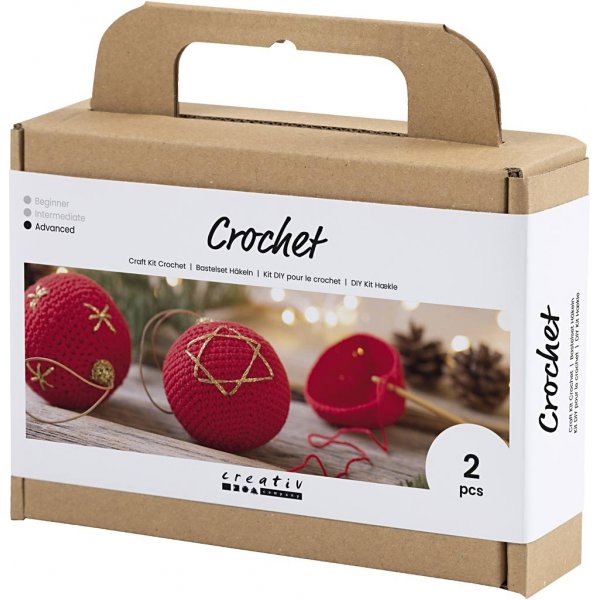 DIY Kit Virkning - röd - Julgranskulor DIY Kit Virkning - röd - Julgranskulor