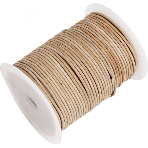 Lädersnöre - beige - 2 mm - 50 m Lädersnöre - beige - 2 mm - 50 m