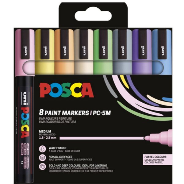 Poscaset PC-5M Pastelfarver - 8-pak