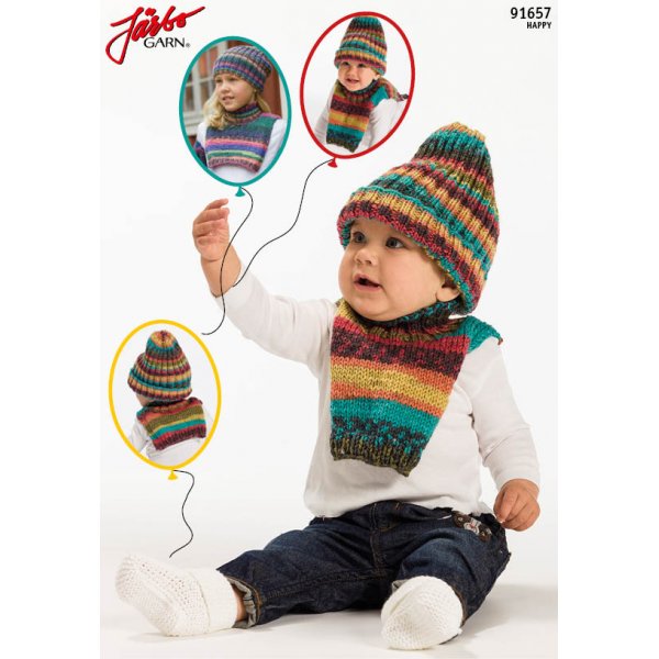 Strikkeopskrift - Hue med matchende falsk polo til store og sm