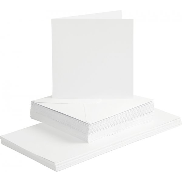 Kort och kuvert - vit 16 x 16 cm - 50 set Kort och kuvert - vit 16 x 16 cm - 50 set