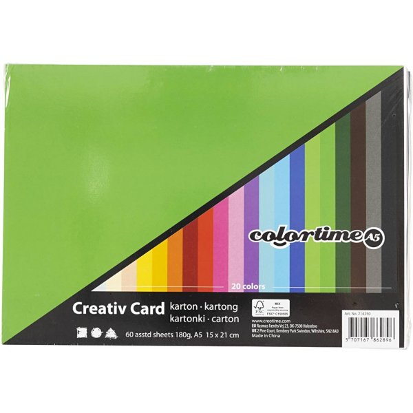 Creativ Kartong - mixade färger - A5 - 60 st Creativ Kartong - mixade färger - A5 - 60 st
