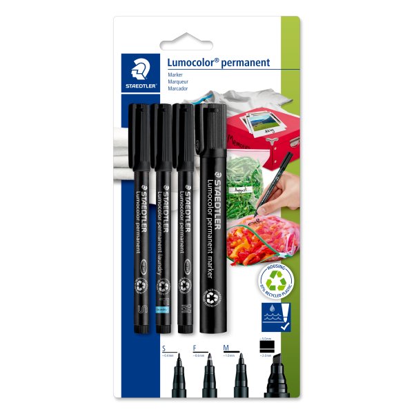 Permanent pen Lumocolor mix s�t 4-pak sort