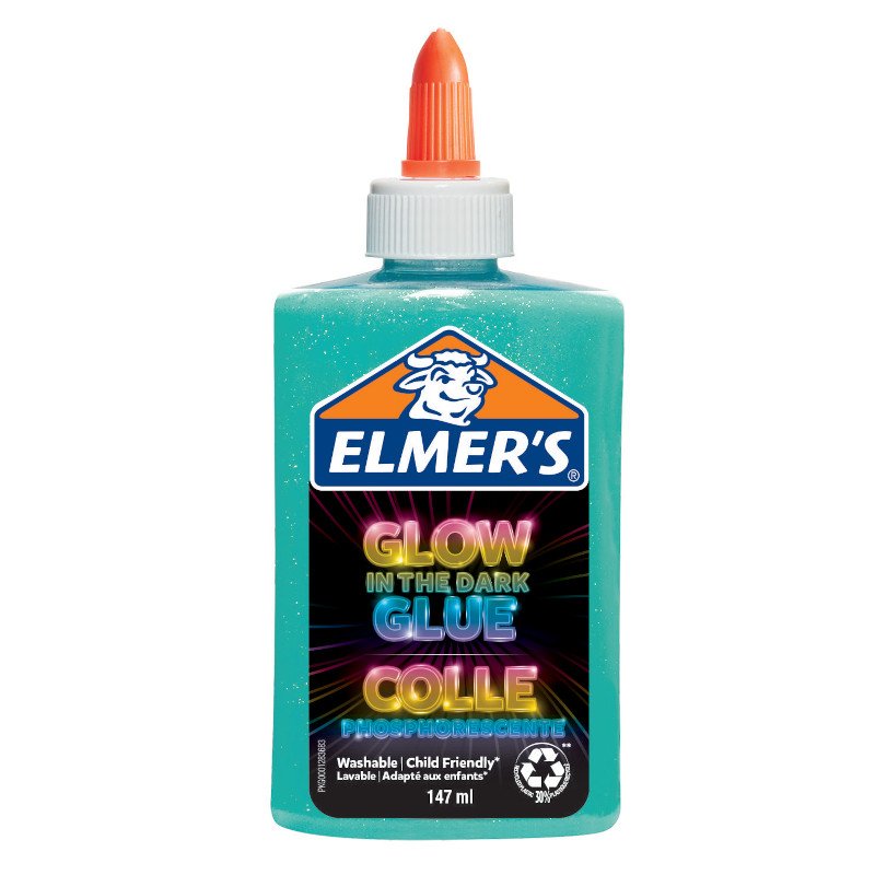 Lim Elmer s - Glow in the Dark - Blå - Slime, Hobbyartikler til børn, Hobbymateriale, Håndværk