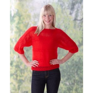 Strikkeopskrift - Damesweater med fletninger strikket p tvrs