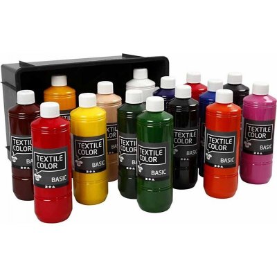 Tekstilfarge tekstilfarge - blandede farger - 15 x 500 ml