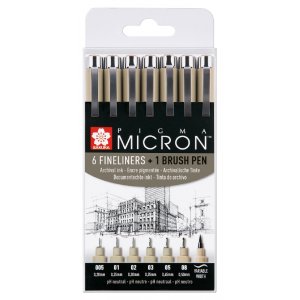 Fineliners Pigma Micron Arkivbestndig - 7 pennor