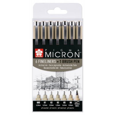 Fineliners Pigma Micron Archival Resistant - 7 penner