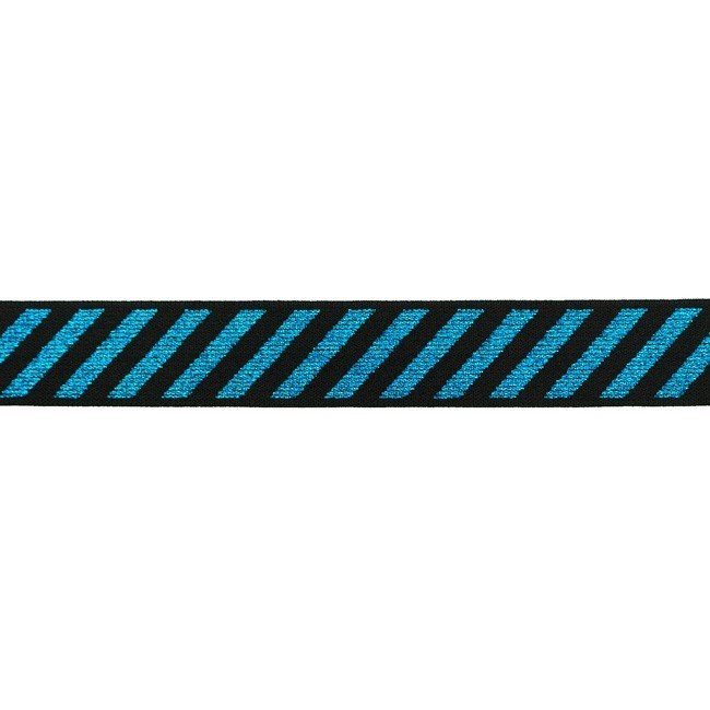 Bånd/kantbånd - Lurex, Elastisk, Stribet - Vandblå - Dekorationsbånd - Øvrige, Bånd & dekorationsbånd, Tekstilbånd & snor