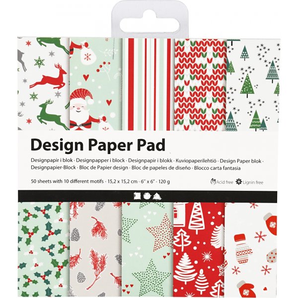 Designpapper - röd/grön - 50 ark Designpapper - röd/grön - 50 ark