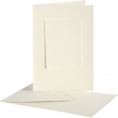 Passepartout-kort med konvolutt - off-white - rektangulrt - 10 sett
