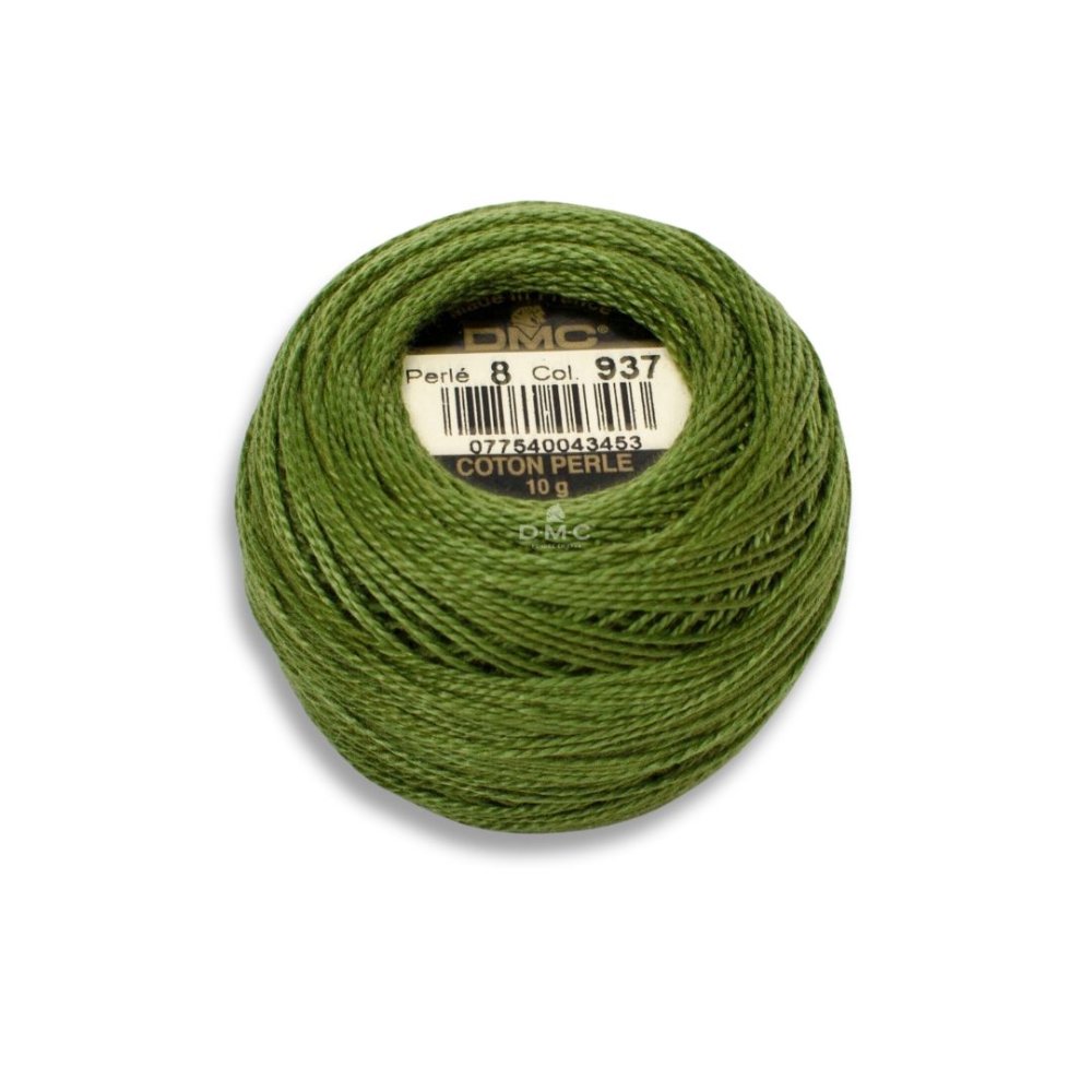 DMC Pearl Cotton Art. 116/8, 937 Medium Avocado Green - Broderigarn, Garn, Sticka & virka