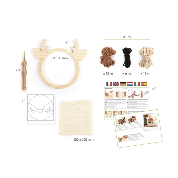 Punch needle-kit med hjortmotiv, 15 cm