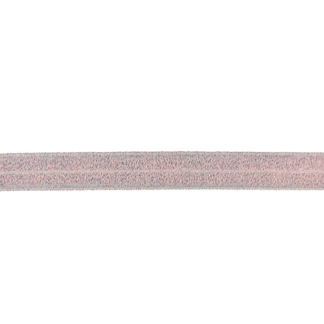 Mansjettstoff - Stretchy, glitter, fotokrom 2 cm - lakserosa - Linningsbånd, Klestoffer, Tekstiler