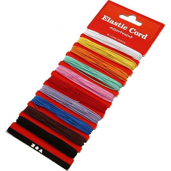 Elastiskt snöre - 1 mm - mixade färger - 10 x 3,5 m Elastiskt snöre - 1 mm - mixade färger - 10 x 3,5 m