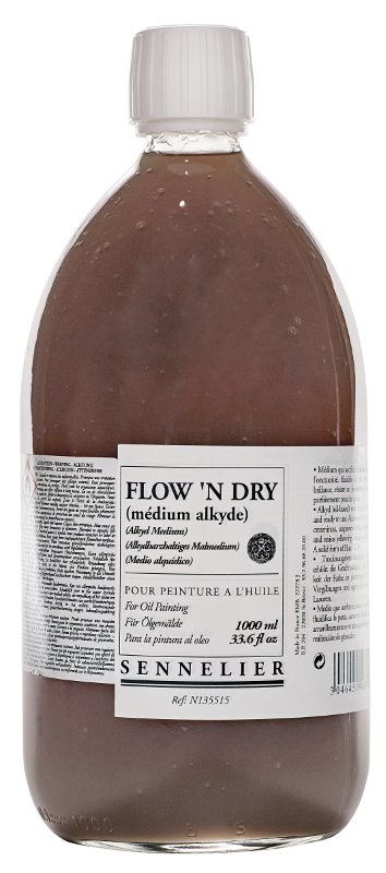 Oliemedium Sennelier 1 Liter - Flow N Dry - Medium til oliemaling, Malermedium, Fernis og kunstner medier til kunstmaling