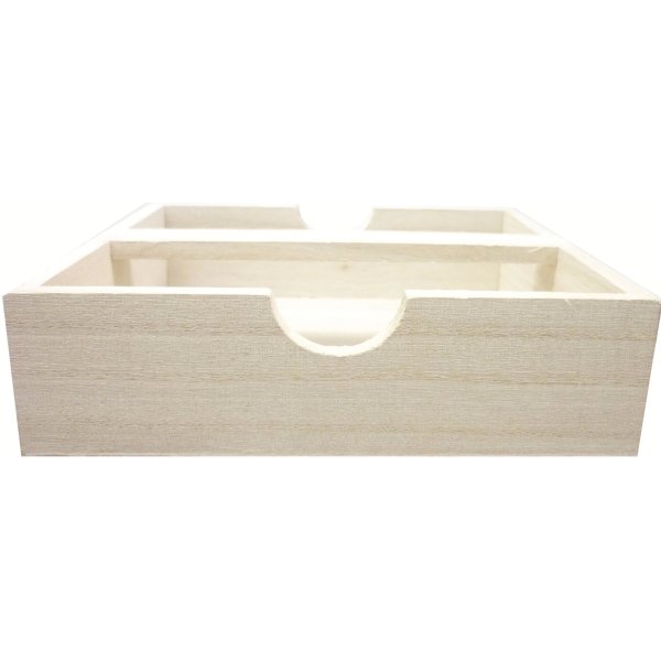 Servetthållare i trä 18,5 x 18,5 cm - dekorerbar Servetthållare i trä 18,5 x 18,5 cm - dekorerbar