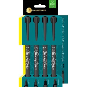 Kalligrafipennor italic svart - 4-pack