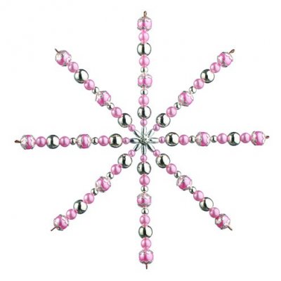 Ståltrådstjerne med perler ø 15 cm - lys rosa / sølv 1 håndverkssett