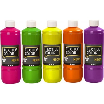 Tekstilfarve tekstilfarve - blandede farver - 5 x 500 ml