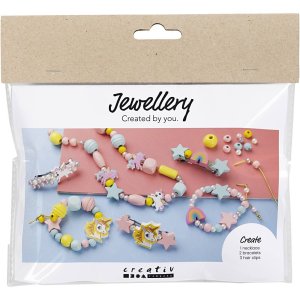 Mini DIY-sett Smykke Halskjede Armbånd Øredobber Lyseblå/Lyserød/Gul Mini DIY-sett Smykke Halskjede Armbånd Øredobber Lyseblå/Lyserød/Gul