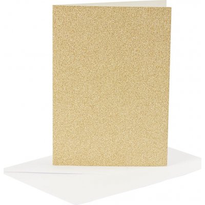 Kort og konvolutter - guld - glitter - 11,5 x 16,5 cm - 4 st