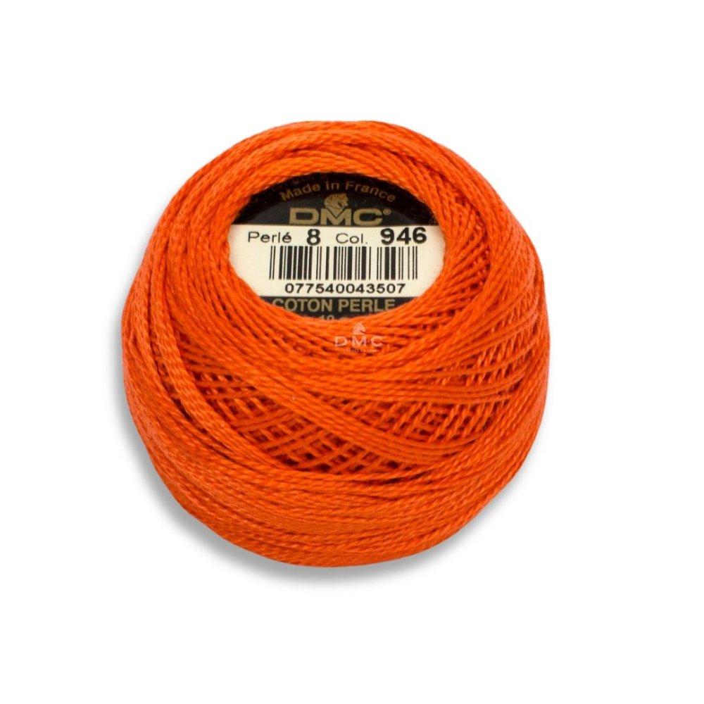 DMC Pearl Cotton Art. 116/8, 946 Medium Burnt Orange - Broderigarn, Garn, Sticka & virka