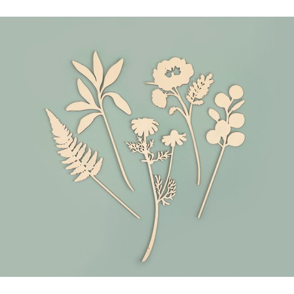 Set med 10 plywoodblommor, ca 24 cm, 4 mm tjocka Set med 10 plywoodblommor, ca 24 cm, 4 mm tjocka
