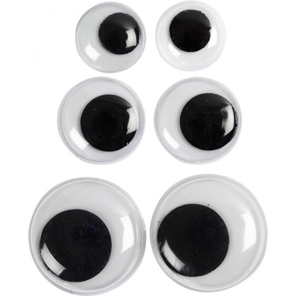 Rörliga Ögon - ej självhäftande - Ø12+14+20 mm - 18 st Rörliga Ögon - ej självhäftande - Ø12+14+20 mm - 18 st