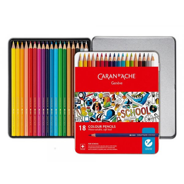 Skolset Caran d\\\'Ache Vattenlslig frgpennor Metallic - 18 frger