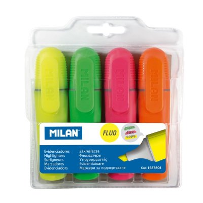 verstrykningspennor Milan 4-pack - Fluo