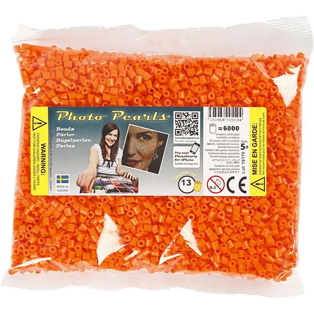 NABBI PhotoPearls - Orange Clear (13) - 6000 stk - Photo Pearls, Perler & perleplader, Håndværk