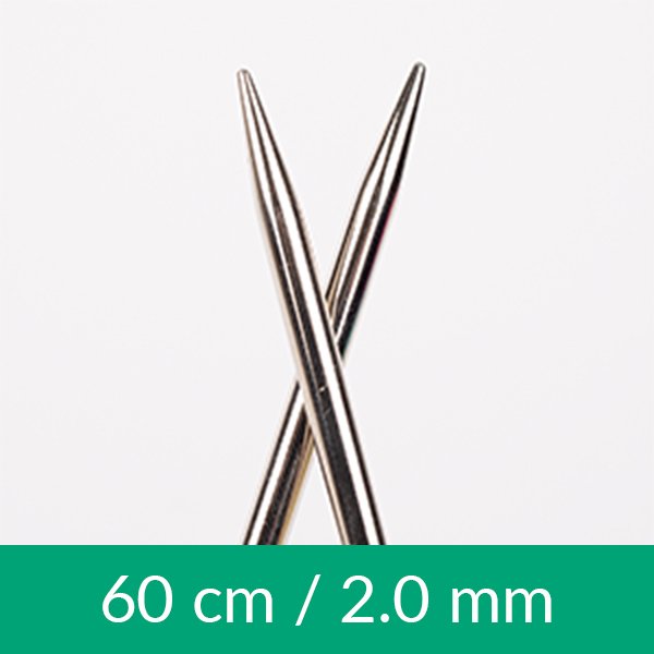 Cirkulære strikkepinde - Messing - 60 cm 2,00 mm / 23,6 tommer US 0 - Rundpinde, Strikkepinde, Strikning, Strikke, hækle, knytte og væve